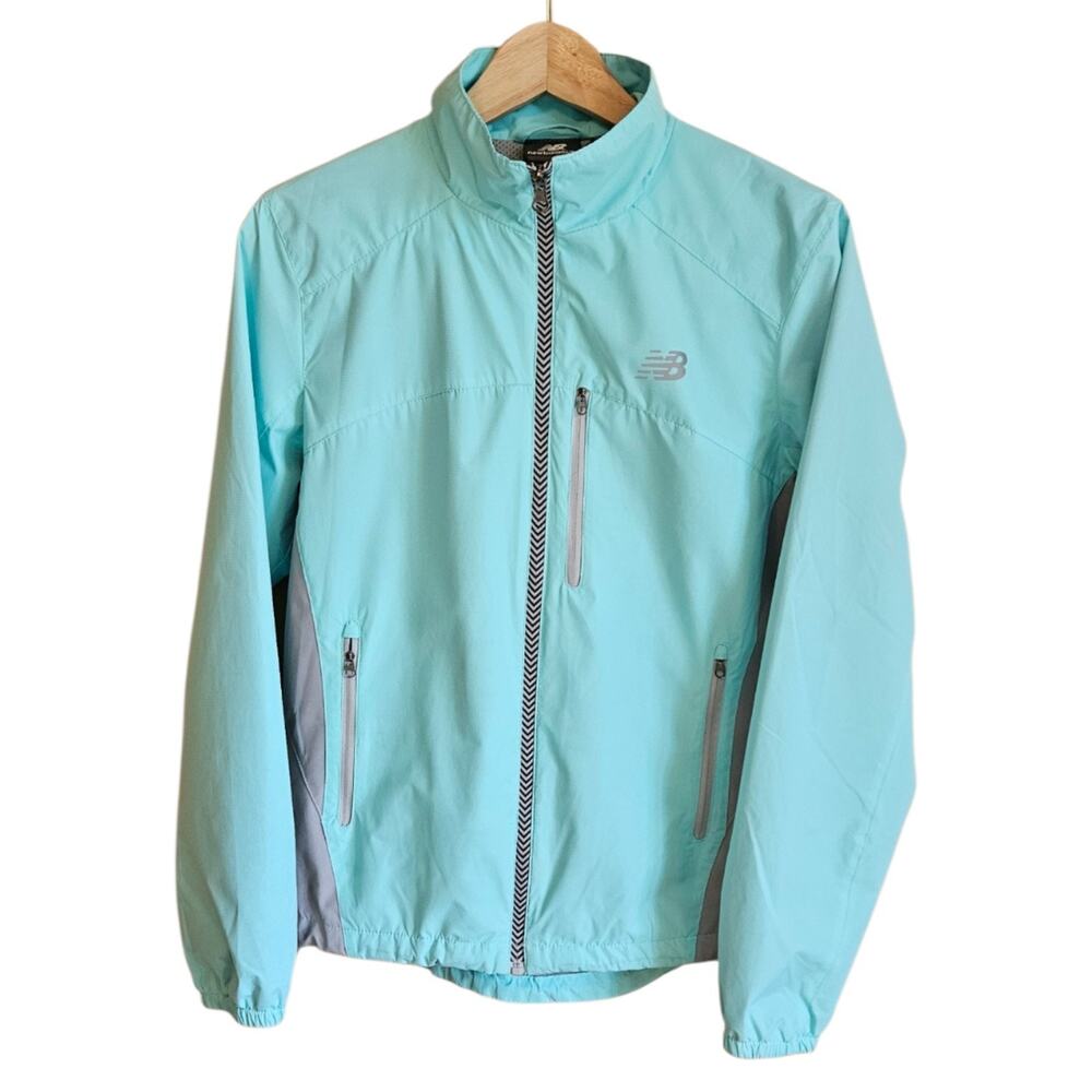 New Balance Size Medium Aqua Blue Mesh-Lined Running Windbreaker Jacket